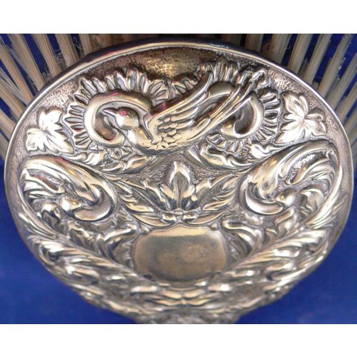 Art Nouveau Style White Metal Vanity Hair Brush Birds & Green Man Design