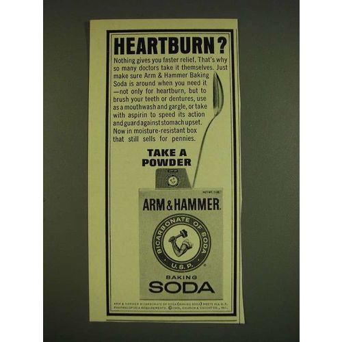 1966 Arm & Hammer Baking Soda Ad - Heartburn?