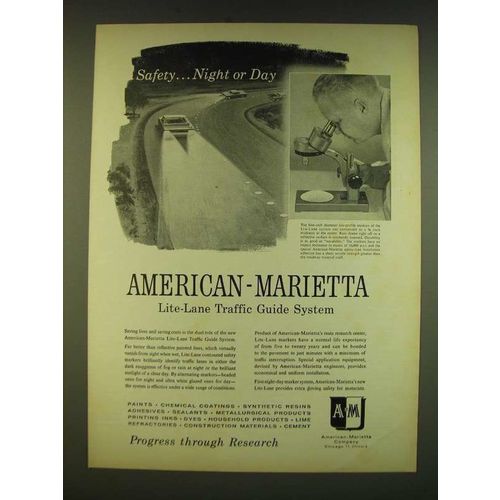 1961 American-Marietta Lite-Lane Traffic Guide System Ad - Safety Night or day