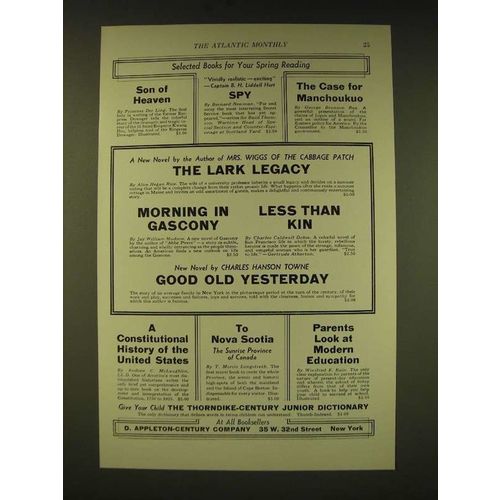 1935 D. Appleton-Century Company Ad - A new novel by the author of Mrs. Wiggs