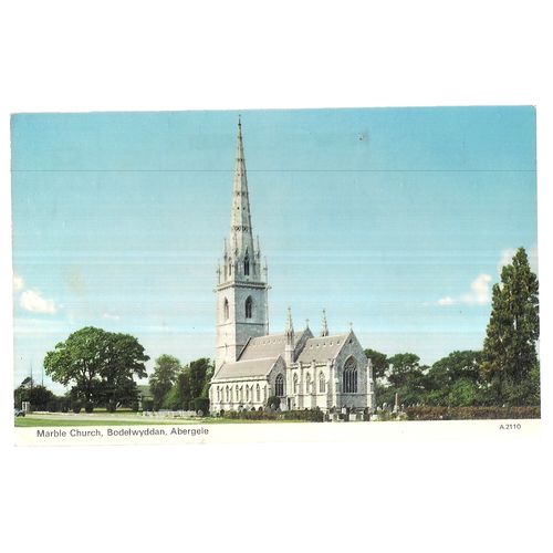 THE MARBLE CHURCH, BODELWYDDAN, Wales vintage unused postcard by Dennis #