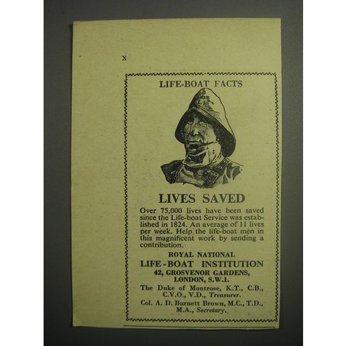 1948 Royal National Life-Boat Institution Ad - Life-boat facts Lives Saved