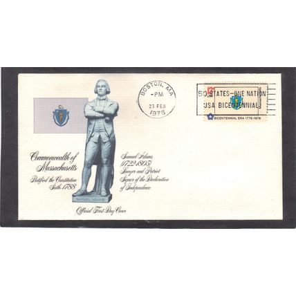 FDC Fleetwood 1638 13c Massachusetts (Cachet-U/A) CV01178