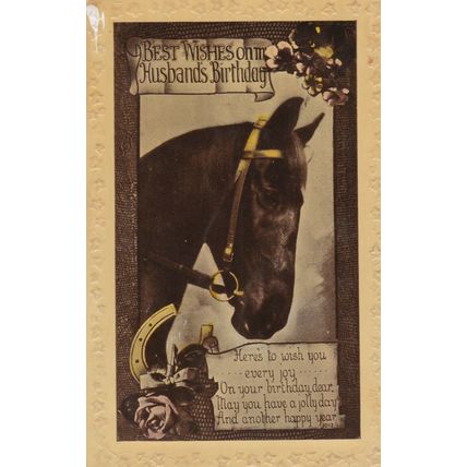 Horse Birthday Wishes Postcard used VGC