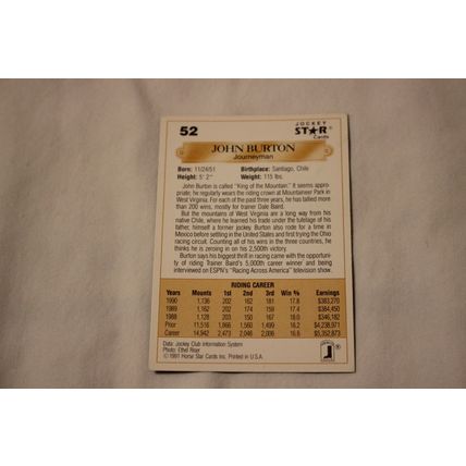 John Burton 1991 Jockey Star NO. 52