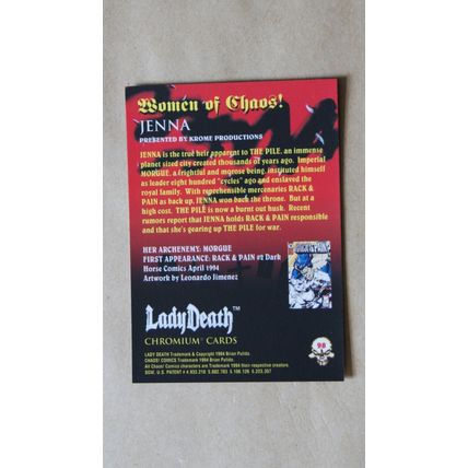 Lady Death All-Chromium Base trading Card # 98 (C) 1994 Chaos Krome comics