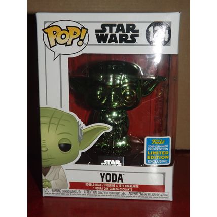 Star Wars YODA (green chrome) 2019 Summer Con (SDCC) Excl. LE Funko Pop #124