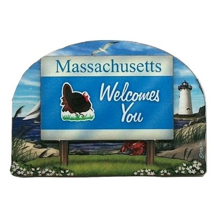 Massachusetts State Welcome Sign Artwood Fridge Magnet