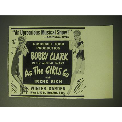 1948 As the Girls Go Musical Ad - An uproarious Musical show! - Atkinson, Times