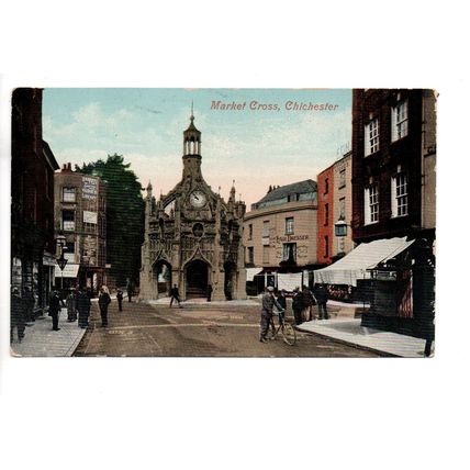 NICE ANIMATED PRINTED POSTCARD OF MARKET CROSS CHICHESTER SUSSEX (4172)