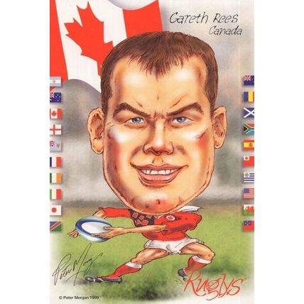 Gareth Rees Canada 1999 Rugby Team Rare Artist Signed Postcard