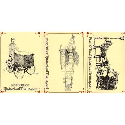 Post Office Transport Glider Plane Bicycle 3x Postcard s