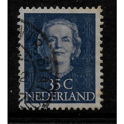 NETHERLANDS 1949 35c BLUE QUEEN JULIANA SG 692 FINE USED#