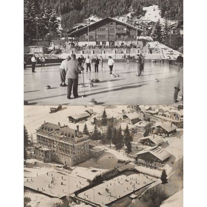 Adelboden Kurhotel Hotel Nevada Sports Curling Switzerland 2x Old Postcard