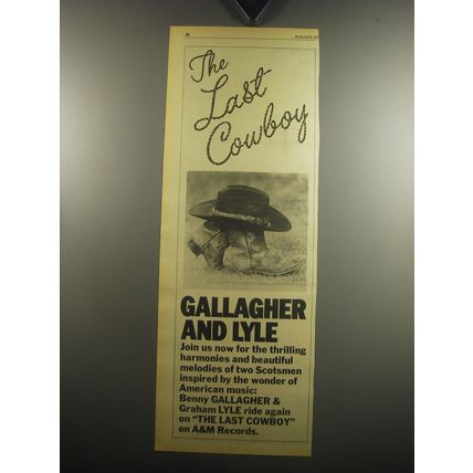 1975 Benny Gallagher & Graham Lyle The Last Cowboy Album Advertisement