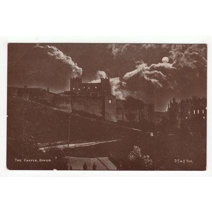 The Castle Dover Kent Postcard D F & Co Moonlight