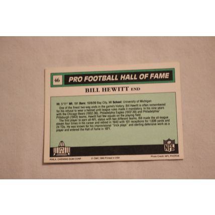 Bill Hewitt 1990 Swell Pro Football Hall of Fame NO. 46