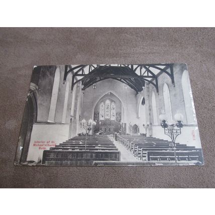 1928 fr Stengel Postcard - St Michael's Church interior - Bude, Cornwall