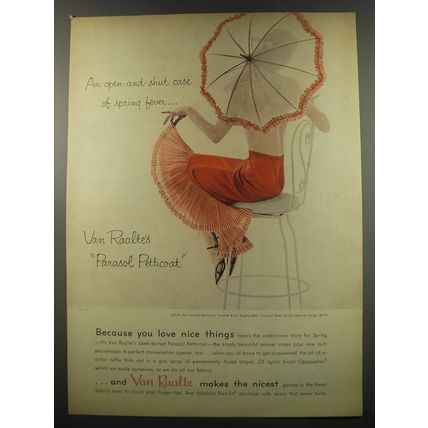 1955 Van Raalte Parasol Petticoat Ad - An open-and-shut case of spring fever