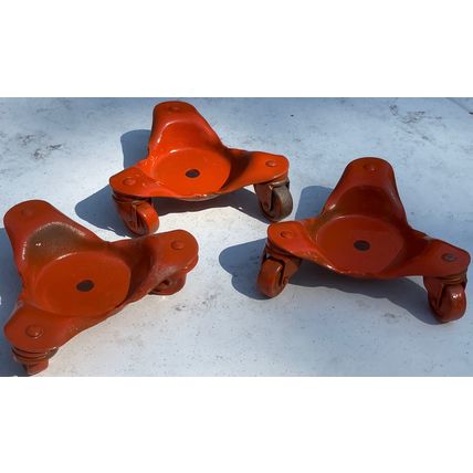 Moving Dollies .. three wheel thick steel set of three