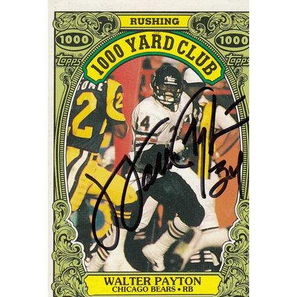 WALTER PAYTON 1986 AUTOGRAPHED CHICAGO BEARS HOF SB CHAMPION RUNNING BACK CARD