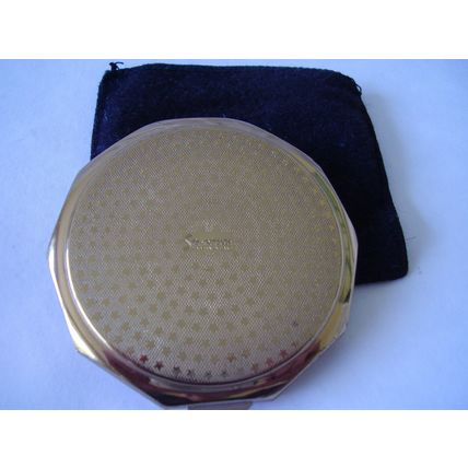 Vintage Stratton Powder Compact Gold Pearl Tear Pear-Drop Hexagonal Convertible
