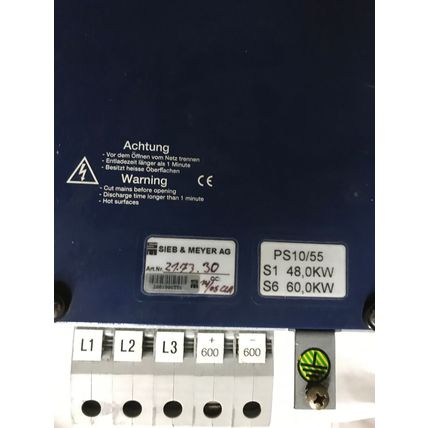 SIEB & MEYER PS10,PS10/55 DC POWER SUPPLY FC71/72,500W 48/60KW S148,0KW S6 60,AD