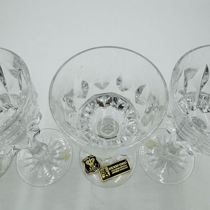 Vintage Rexxford Crystal Golden Crown E&R Yugoslavia Cordial Glasses 5in rare