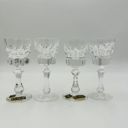 Vintage Rexxford Crystal Golden Crown E&R Yugoslavia Cordial Glasses 5in rare