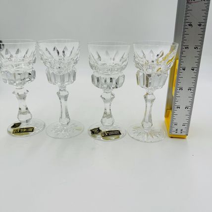 Vintage Rexxford Crystal Golden Crown E&R Yugoslavia Cordial Glasses 5in rare