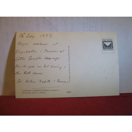 PARISH CHURCH LECTURN CHIPPING CAMPDEN Gloucestershire used postcard date 1972 =