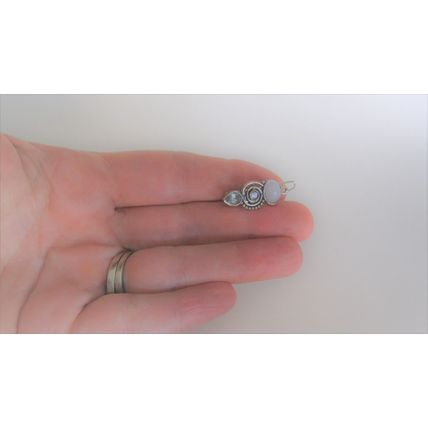 Set of 2 small white stone gray crystal metal hair barrette clip for fine thin