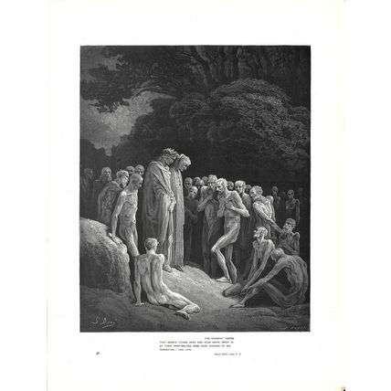 DANTE AND VIRGIL AMONG THE GLUTTONS 1903 Gustave Doré ANTIQUE ENGRAVING #2