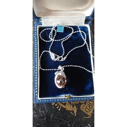 Antique Vintage Art Deco Silver Dolphin with Crystal Ball Chain Necklace - 8.49g