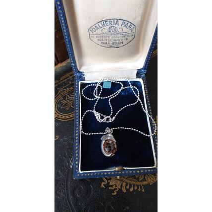 Antique Vintage Art Deco Silver Dolphin with Crystal Ball Chain Necklace - 8.49g