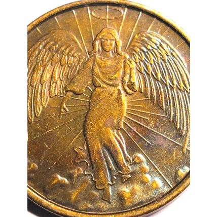 Guardian Angel Pocket Coin Religious Christian Pocket Token Gold Copper Toned