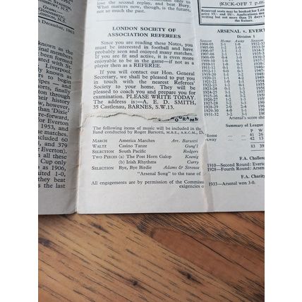 1963/64 Arsenal vs Everton - Division 1 **FREE P&P**