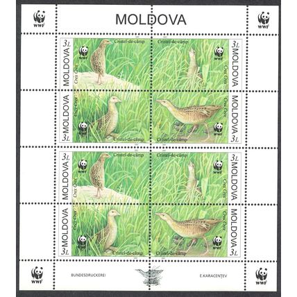 Moldova Birds WWF Corncrake Sheetlet of 2 sets 2001 MNH SG#382-385