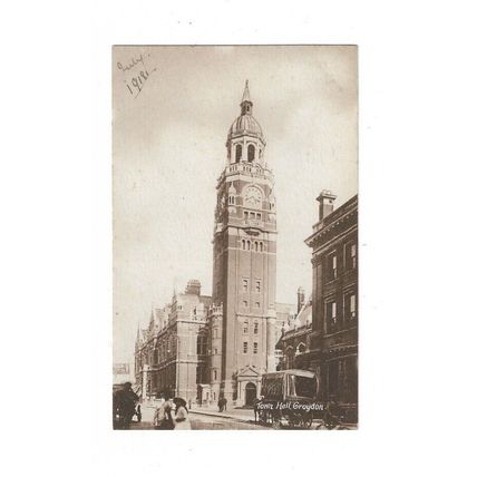 Town Hall, Croydon, Surrey, Postcard.