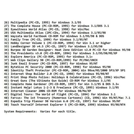 50 MISC CD-ROM LOT #2 - PC Software Lot CLEARANCE - NEW CD's in Sleeves