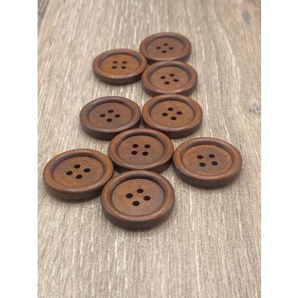 25mm Large Round Brown Wooden Buttons 4-Hole Knitting Cardigan Coat Sewing