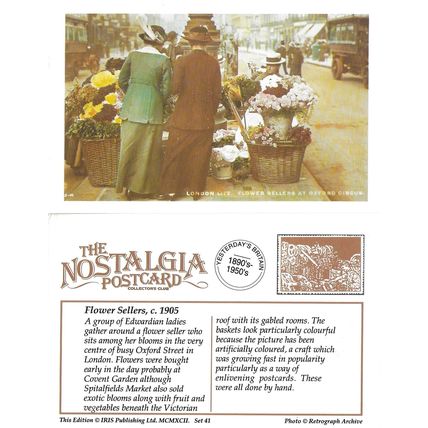 Postcard Flower Seller Oxford Circus London c1905 Edwardian - Nostalgia