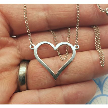 Vintage 925 Sterling Silver Heart Pendant Choker/Collar Necklace