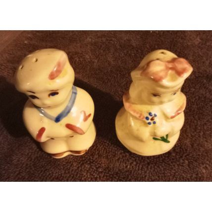 Old Vintage Shawnee Salt & Pepper Shakers Boy Blue & Bo Peep 3 1/2" Tall 1940s