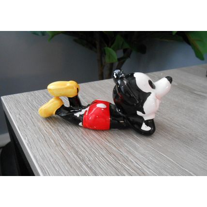 Vintage 1970s Ceramic Walt Disney Mickey Mouse Lying Down Figurine