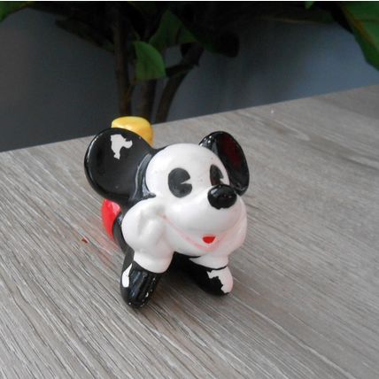 Vintage 1970s Ceramic Walt Disney Mickey Mouse Lying Down Figurine