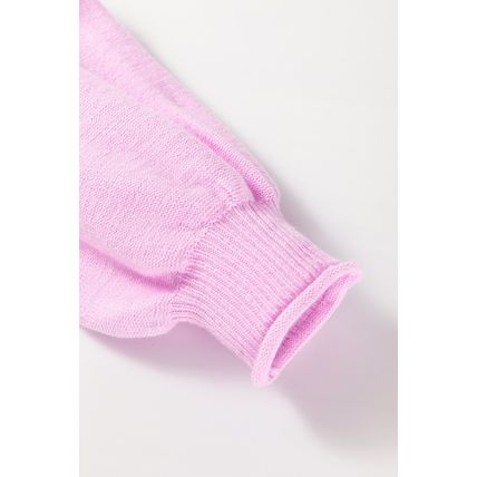 Pink Raw Edge Ribbed Detail Drop Shoulder Sweater