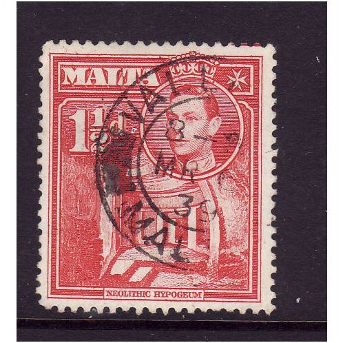 MALTA 1938 SG220 1 1/2d SCARLET FINE USED #2
