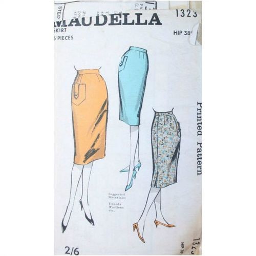 Vintage 1960 Pencil Skirt Sewing Pattern Size 12 14 38" Hips Maudella