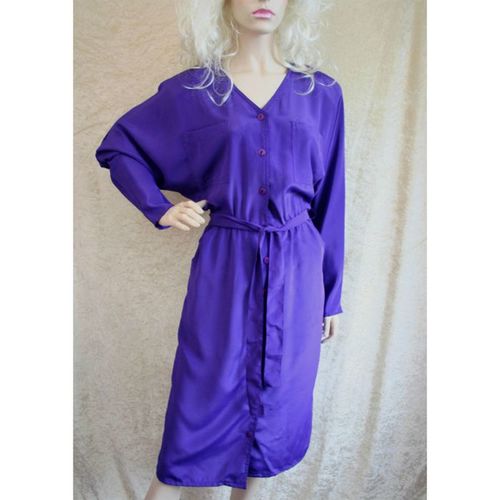 Vintage 1970 Purple Dolman Sleeve Dress Size 12 uk